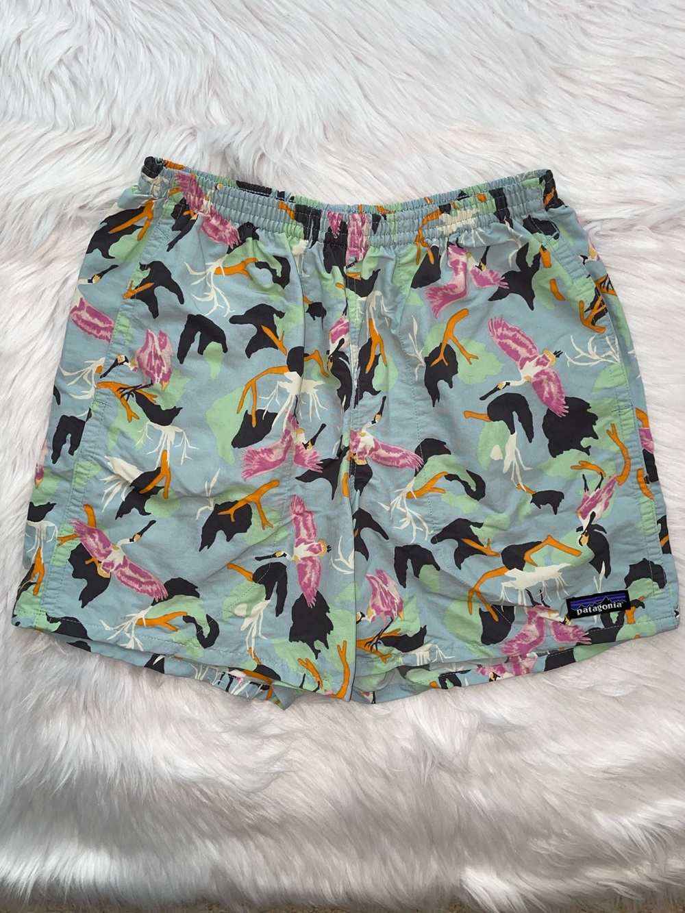 Patagonia baggies shorts bird print men’s S small spoonbills quick dry short
